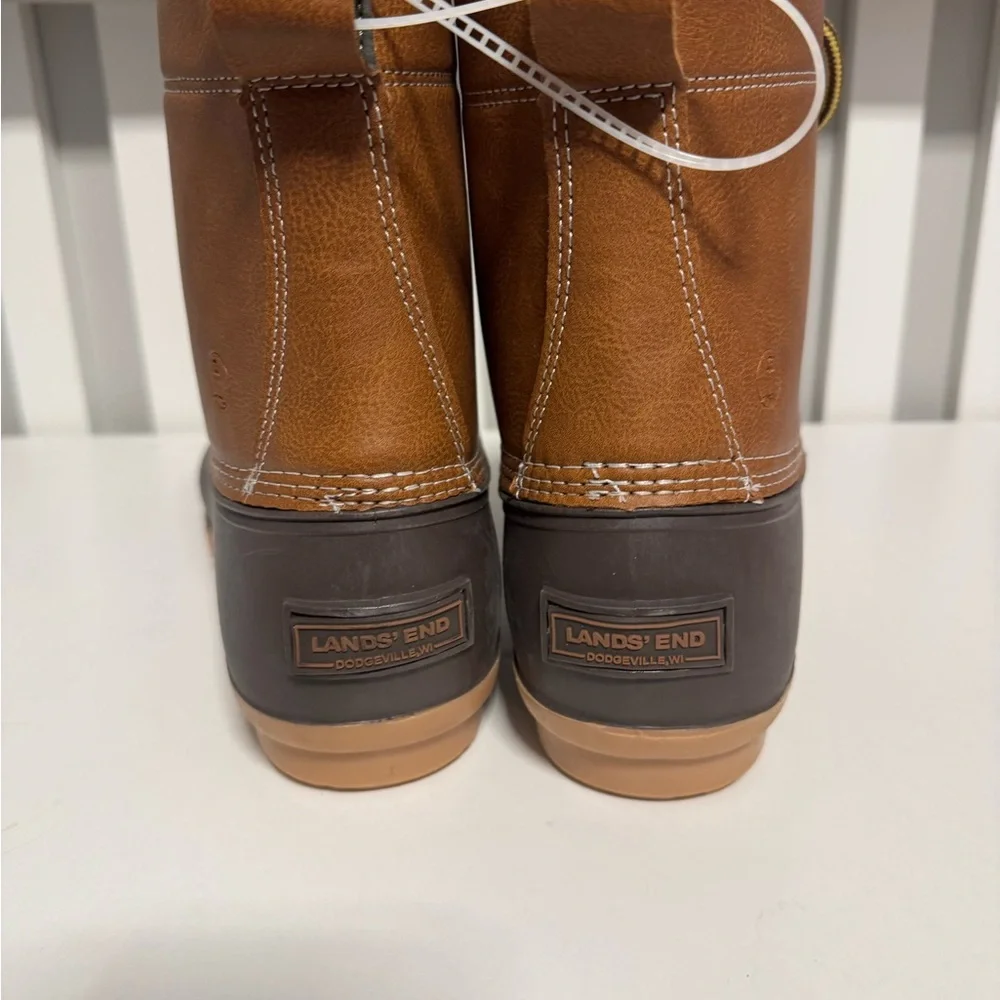 Lands' End Men's Two-Tone Waterproof Duck Boots in Brown and Dark Brown